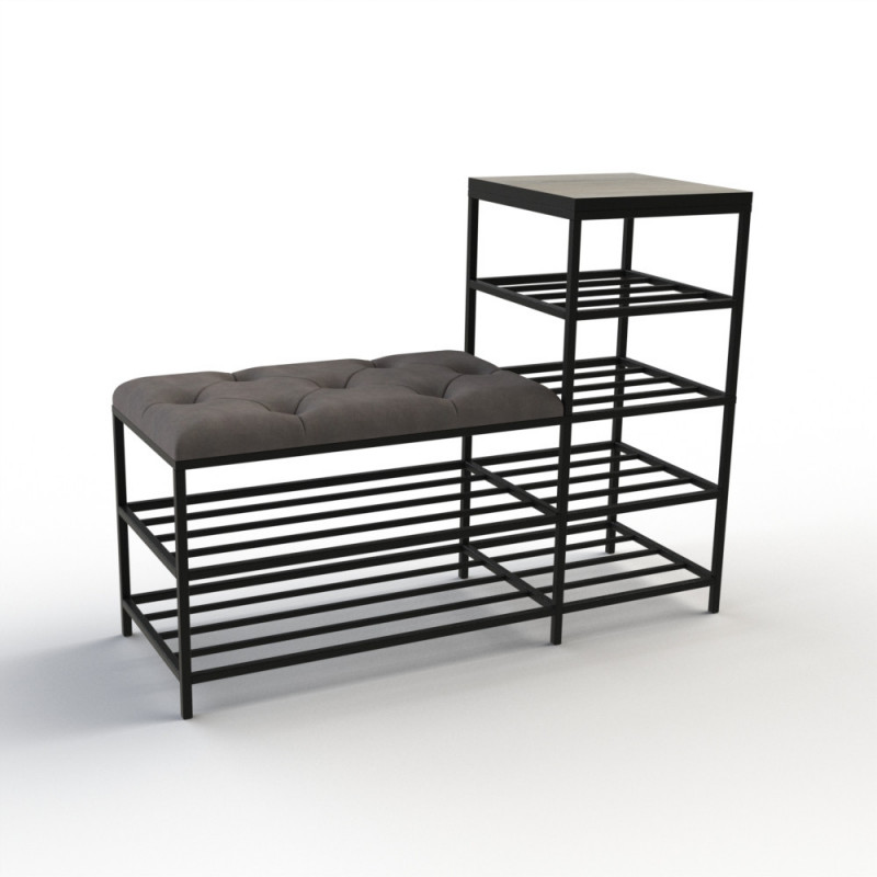 Банкетка для обуви Барселона-1 100см велюр серый/дуб платиновый 7-2-9005