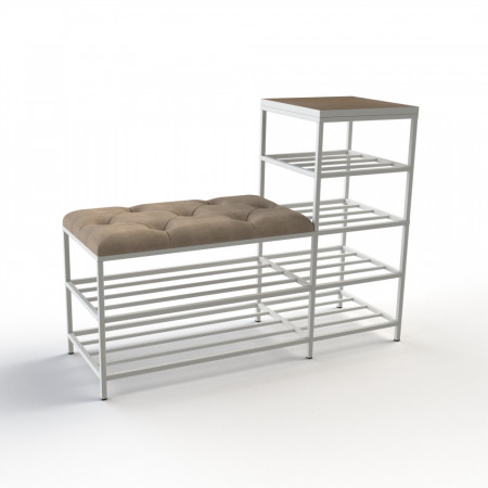 Банкетка для взуття Барселона-1 100 см велюр бежевий/ріголетто темний 3-1-9003