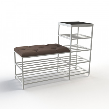 Банкетка для взуття Барселона-1 100 см велюр сіро-коричневий/чорний 5-5-9003