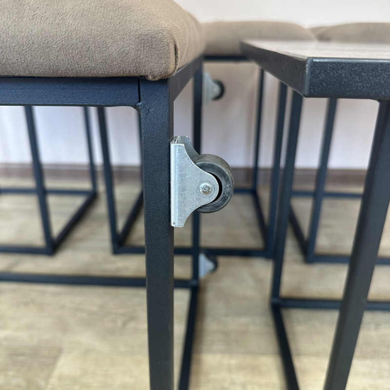 Пуф-трансформер 5в1 Mzavod Остин-4 со столиком велюр коричневый/дуб платиновый 1-2-9005