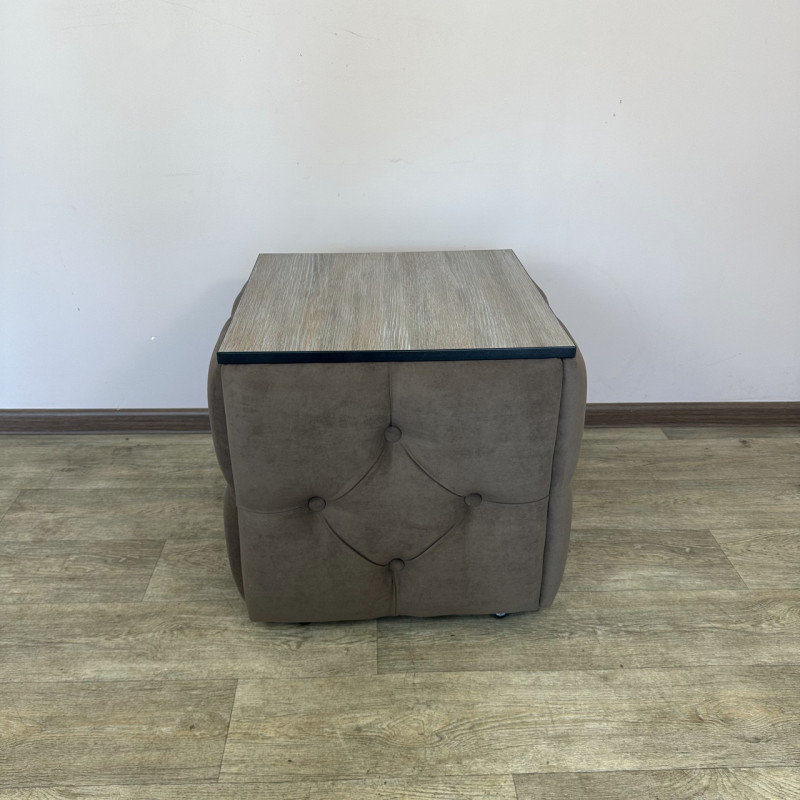 Пуф-трансформер 5в1 Mzavod Остин-1 со столиком велюр коричневый/дуб платиновый 1-2-9003