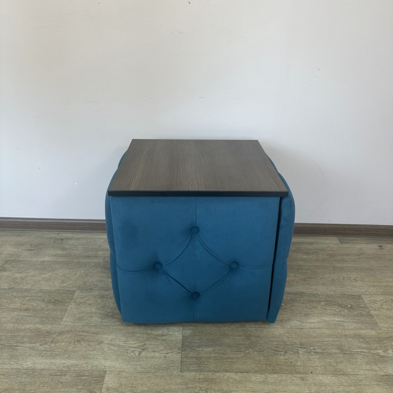 Пуф-трансформер 5в1 Остін-1 зі столиком велюр бірюзовий/ріголетто темний 2-1-9005