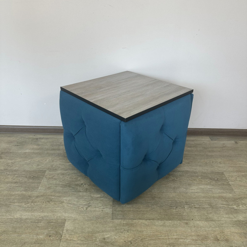 Пуф-трансформер 5в1 Mzavod Остин-1 со столиком велюр бирюзовый/дуб платиновый 2-2-9005