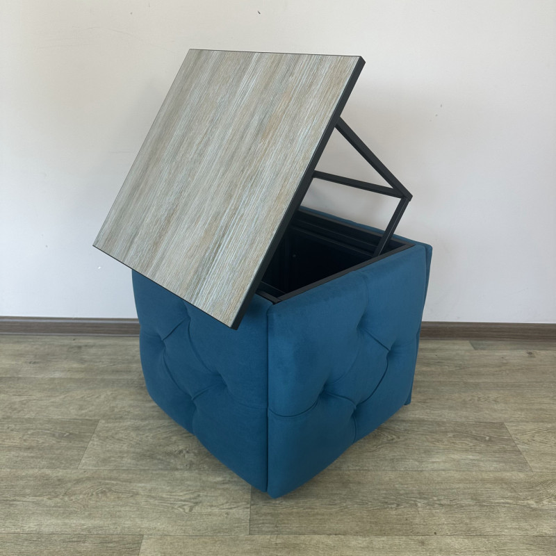 Пуф-трансформер 5в1 Mzavod Остин-1 со столиком велюр бирюзовый/дуб платиновый 2-2-9005