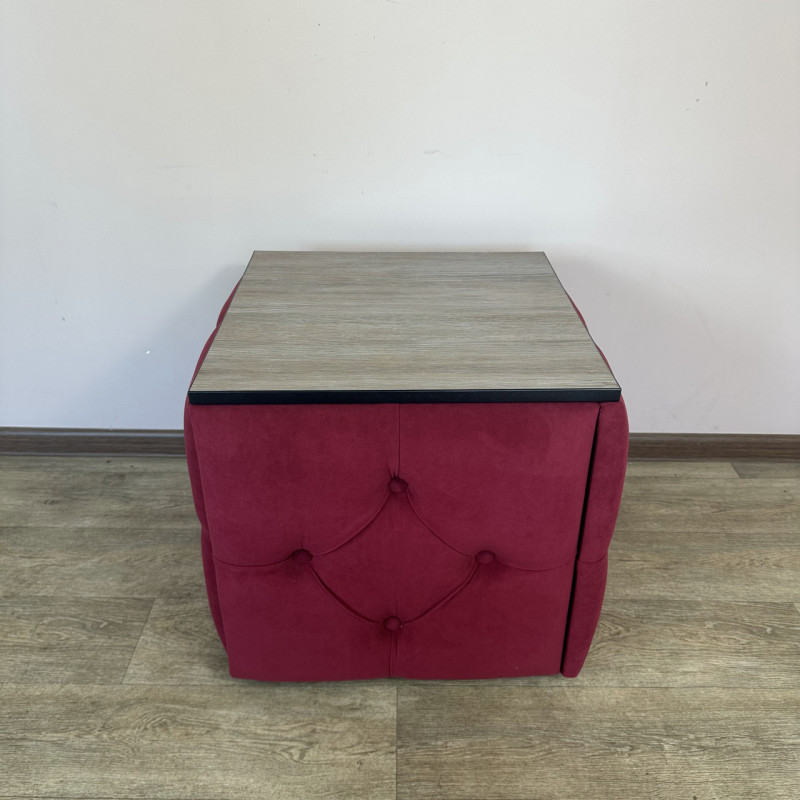 Пуф-трансформер 5в1 Остін-1 зі столиком велюр червоний/дуб платиновий 4-2-9005