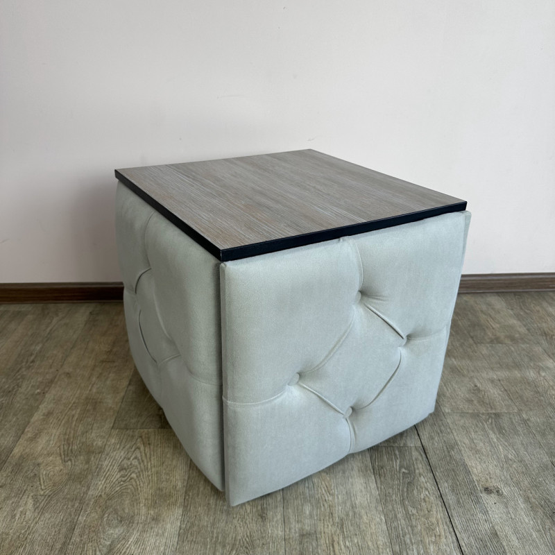 Пуф-трансформер 5в1 Mzavod Остин-1 со столиком велюр светло-серый/дуб платиновый 6-2-9003