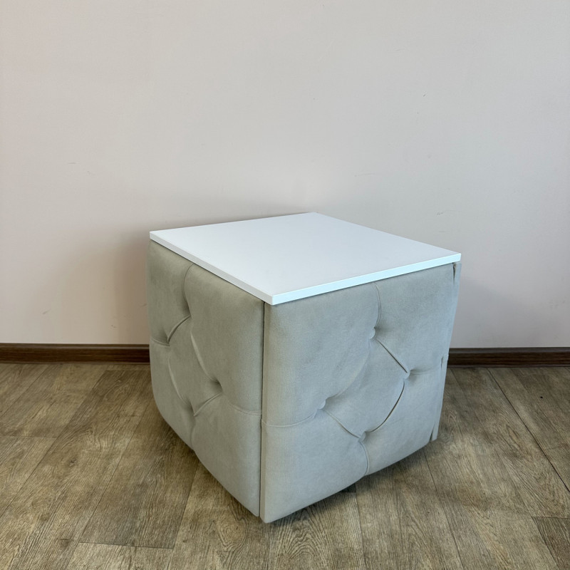 Пуф-трансформер 5в1 Mzavod Остин-1 со столиком велюр светло-серый/белая аляска 6-3-9005