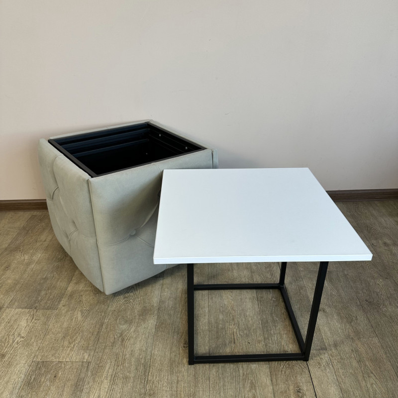 Пуф-трансформер 5в1 Mzavod Остин-1 со столиком велюр светло-серый/белая аляска 6-3-9005