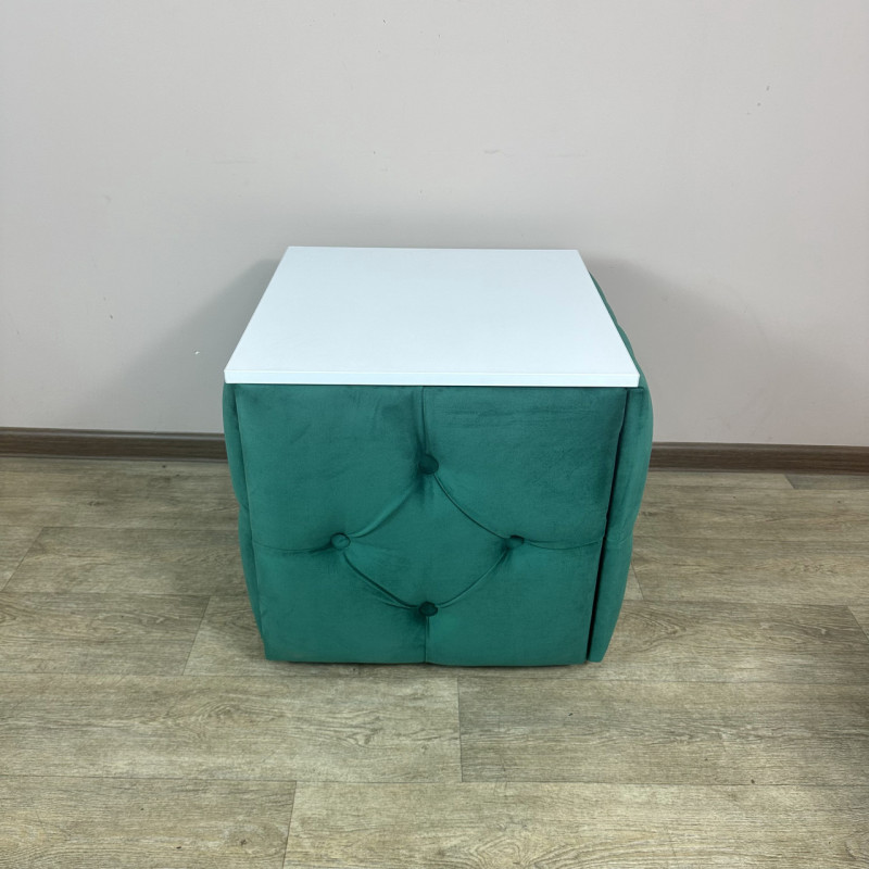 Пуф-трансформер 5в1 Mzavod Остин-1 со столиком велюр изумрудный/белая аляска 8-3-9003