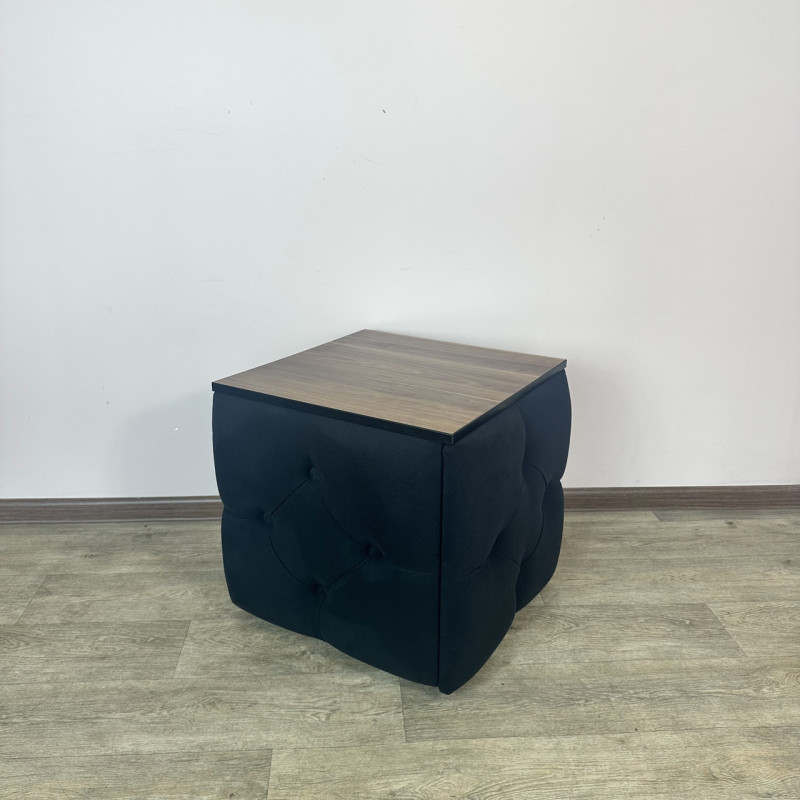 Пуф-трансформер 5в1 Mzavod Остин-1 со столиком велюр черный/орех калифорнийский 10-4-9003