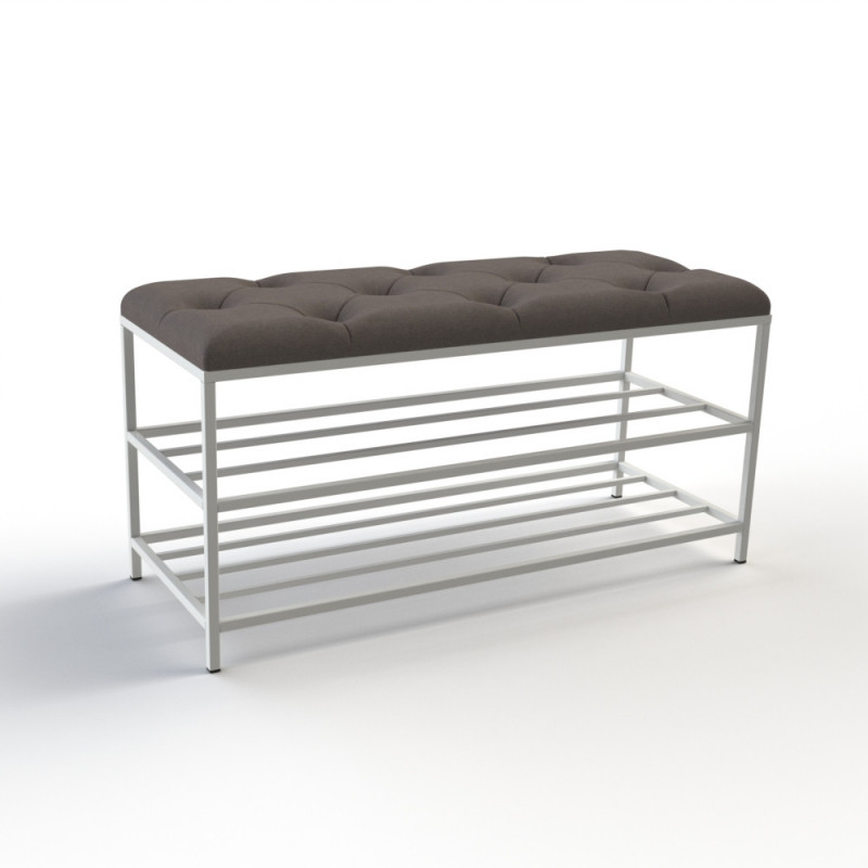 Банкетка для обуви Женева-1 90см велюр серо-коричневый 5-0-9003