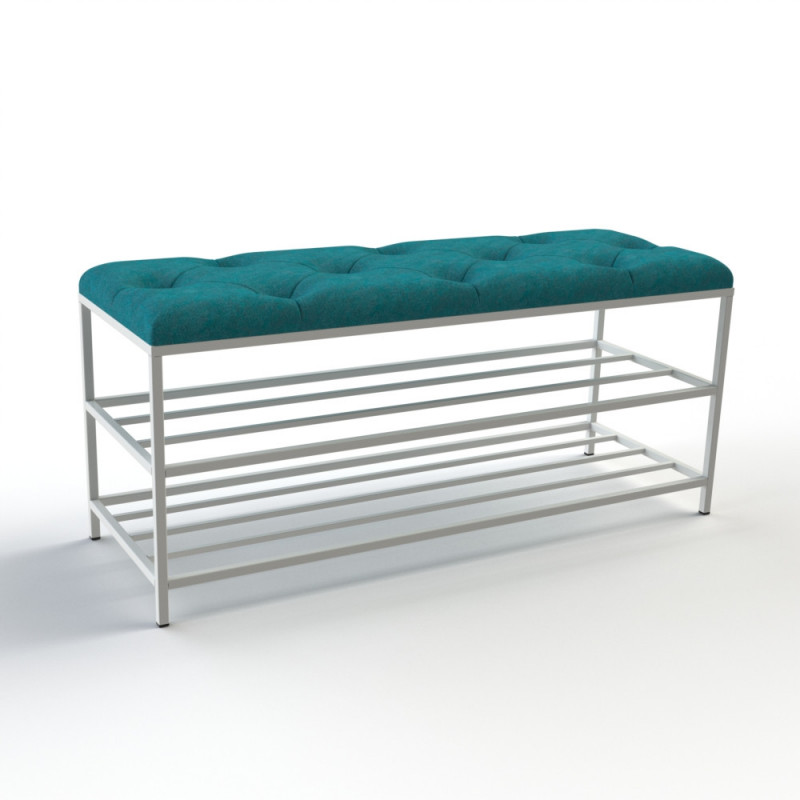 Банкетка для обуви Женева-1 100см велюр бирюзовый 2-0-9003