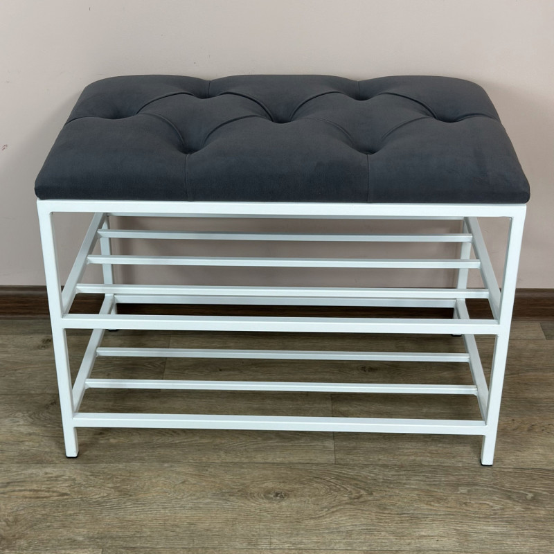 Банкетка для обуви Женева-1 50см велюр серый 7-0-9003