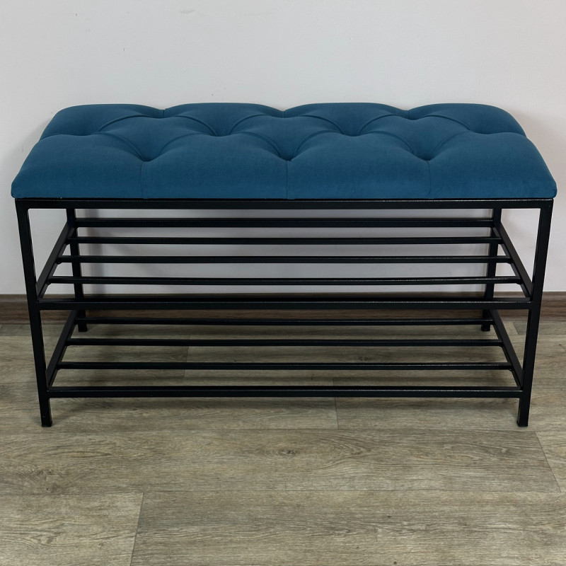 Банкетка для обуви Женева-1 80см велюр бирюзовый 2-0-9005