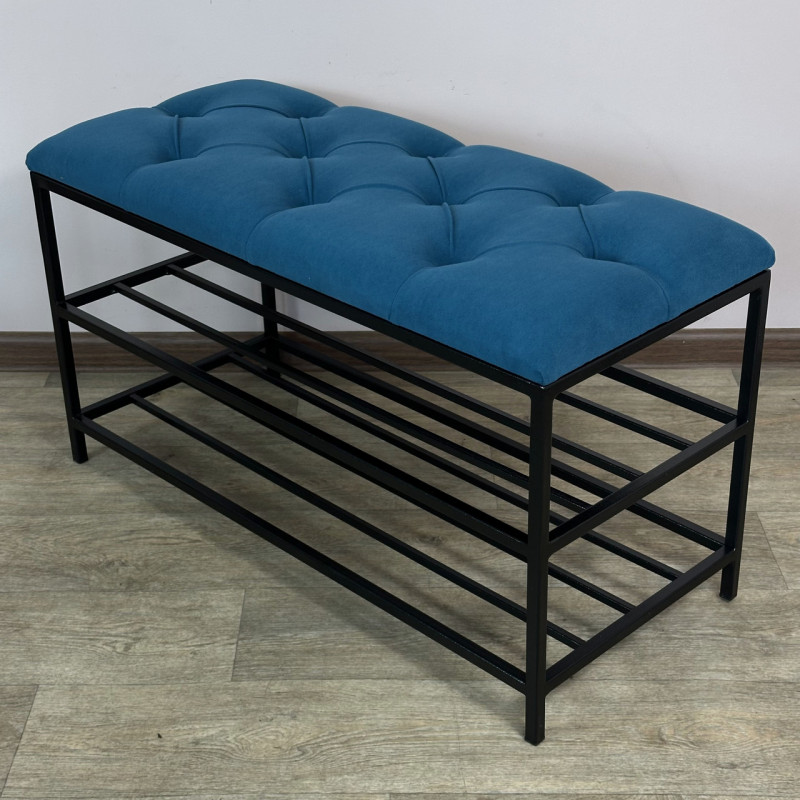 Банкетка для обуви Женева-1 80см велюр бирюзовый 2-0-9005