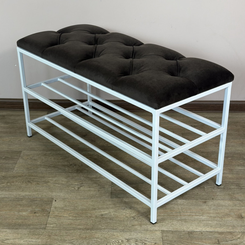 Банкетка для обуви Женева-1 80см велюр серо-коричневый 5-0-9003