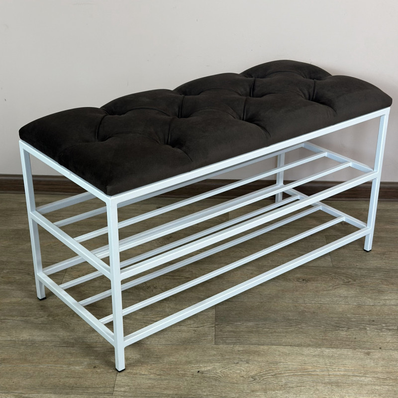 Банкетка для обуви Женева-1 80см велюр серо-коричневый 5-0-9003