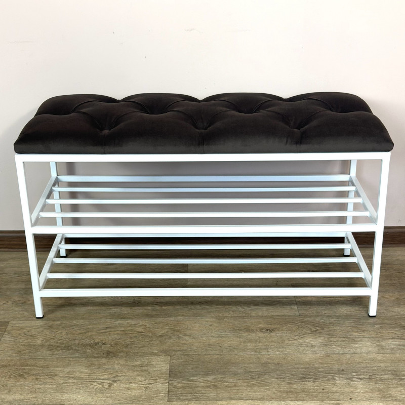 Банкетка для обуви Женева-1 80см велюр серо-коричневый 5-0-9003