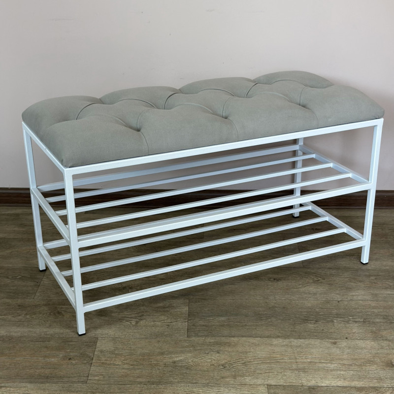 Банкетка для обуви Женева-1 80см велюр светло-серый 6-0-9003