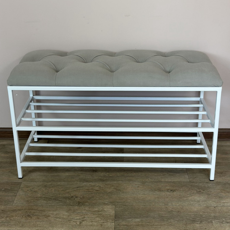 Банкетка для обуви Женева-1 80см велюр светло-серый 6-0-9003