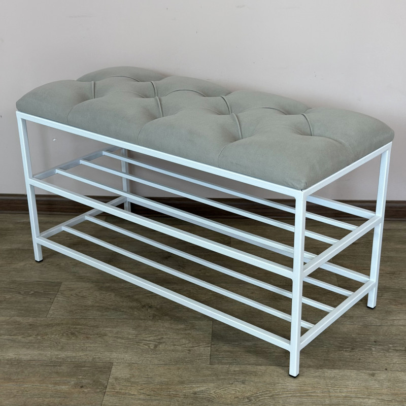 Банкетка для обуви Женева-1 80см велюр светло-серый 6-0-9003