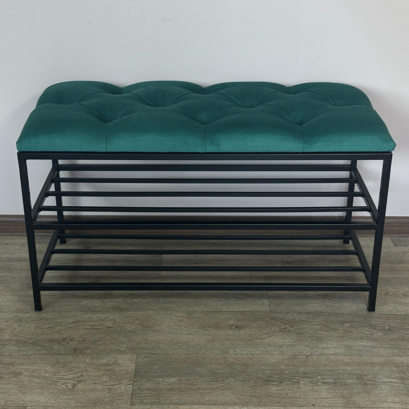 Банкетка для обуви Женева-1 70см велюр изумрудный 8-0-9005