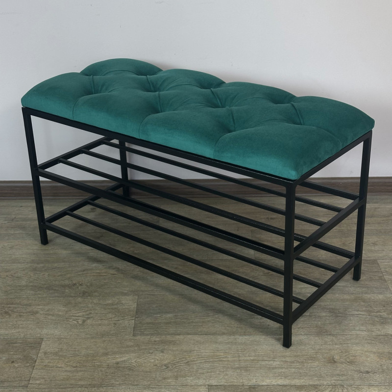 Банкетка для обуви Женева-1 70см велюр изумрудный 8-0-9005