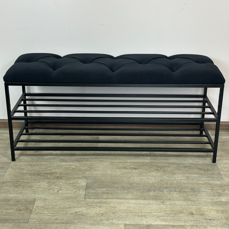 Банкетка для взуття Женева-1 90 см велюр чорний 10-0-9005