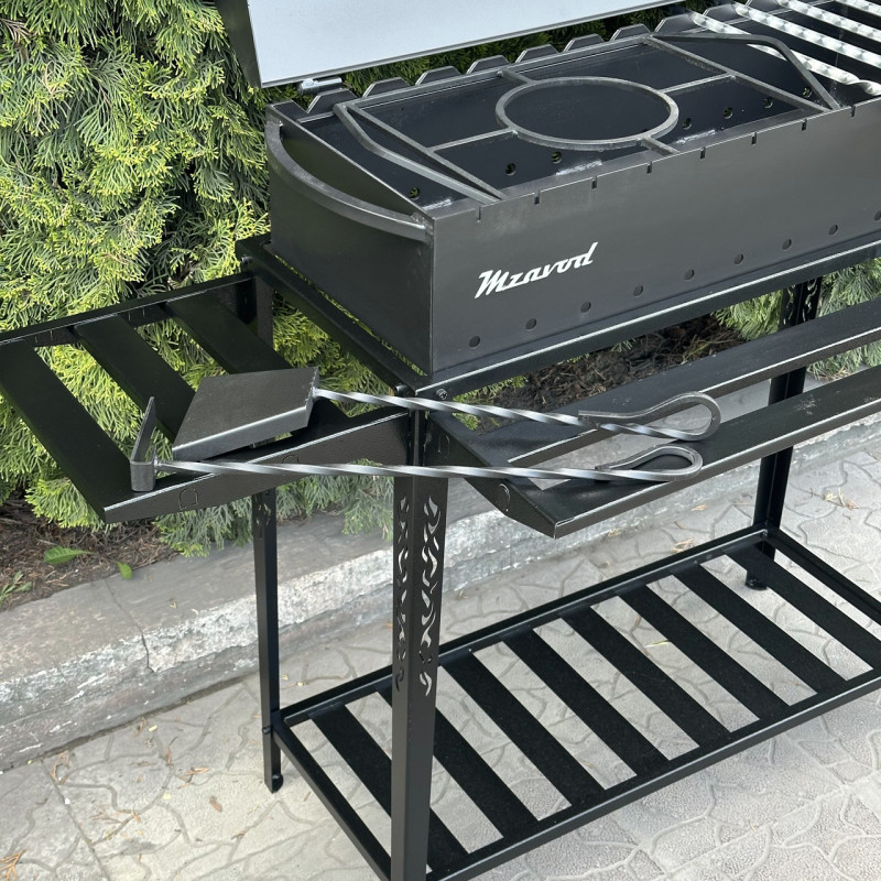 Боковая полка Mzavod для мангала Прометей на 9-12 шампуров металлическая