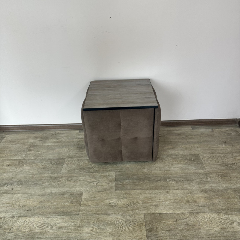 Пуф-трансформер 5в1 Mzavod Остин-4 со столиком велюр коричневый/дуб платиновый 1-2-9005