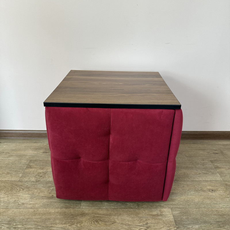 Пуф-трансформер 5в1 Остін-4 зі столиком велюр червоний/горіх каліфорнійський 4-4-9003