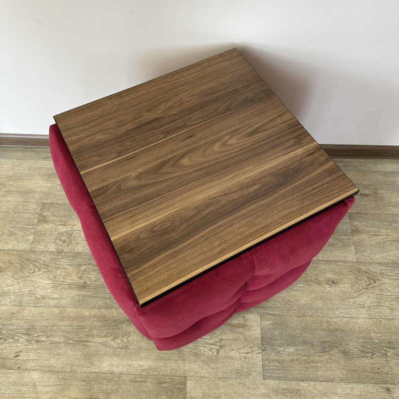 Пуф-трансформер 5в1 Остін-4 зі столиком велюр червоний/горіх каліфорнійський 4-4-9003