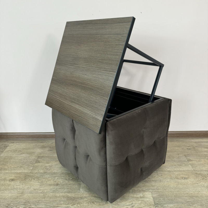 Пуф-трансформер 5в1 Mzavod Остин-4 со столиком велюр серо-коричневый/риголетто темный 5-1-9005