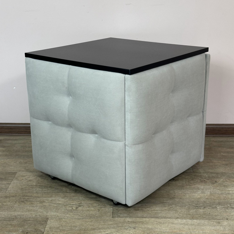 Пуф-трансформер 5в1 Mzavod Остин-4 со столиком велюр светло-серый/черный 6-5-9003