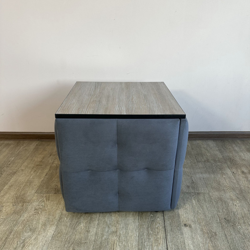 Пуф-трансформер 5в1 Mzavod Остин-4 со столиком велюр серый/дуб платиновый 7-2-9005