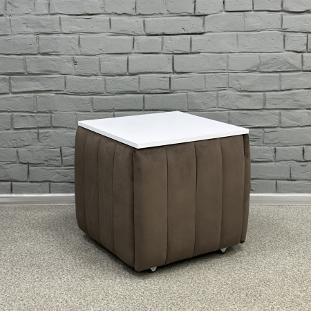 Пуф-трансформер 5в1 Остін-2 зі столиком велюр сіро-коричневий/біла аляска 5-3-9005