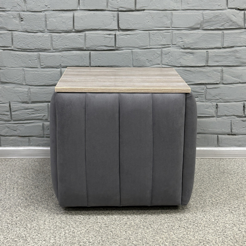 Пуф-трансформер 5в1 Mzavod Остин-2 со столиком велюр серый/дуб платиновый 7-2-9003