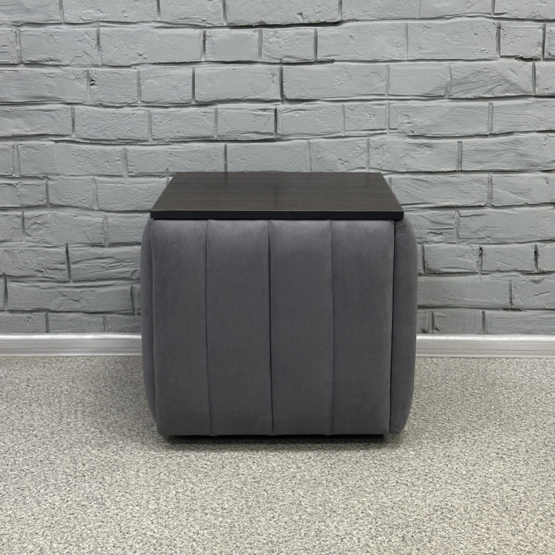 Пуф-трансформер 5в1 Mzavod Остин-2 со столиком велюр серый/дуб венге 7-8-9005