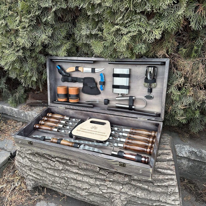 Подарочный набор Mzavod Атаман кейс-столик темная текстура