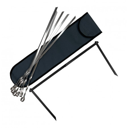 Набор шампуров Mzavod стальных 560х10х2мм 6шт с подставкой в чехле