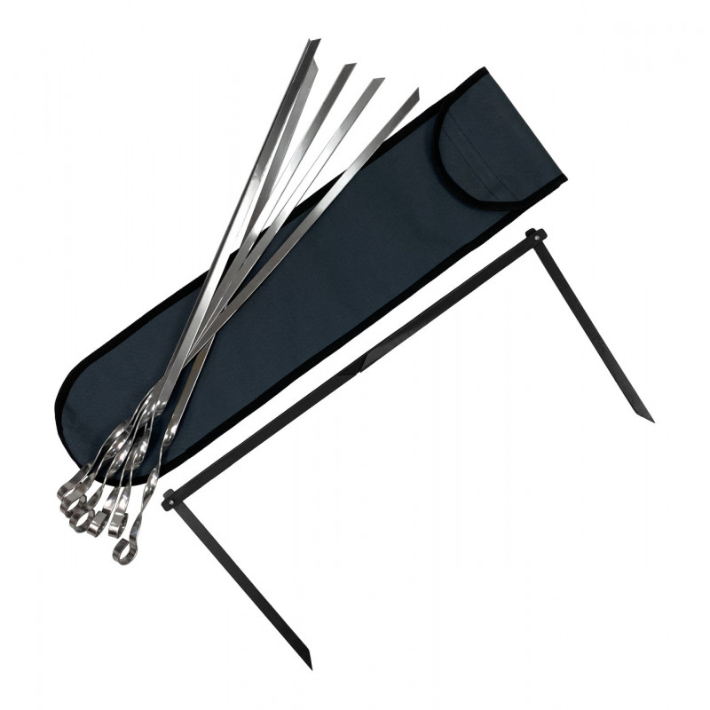 Набор шампуров Mzavod стальных 560х10х2мм 6шт с подставкой в чехле