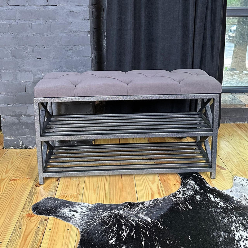 Банкетка для обуви Торонто-1 60см велюр серо-коричневый 5-0-08РЭ