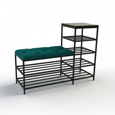 Банкетка для взуття Барселона-1 100 см велюр бірюзовий/дуб платиновий 2-2-9005