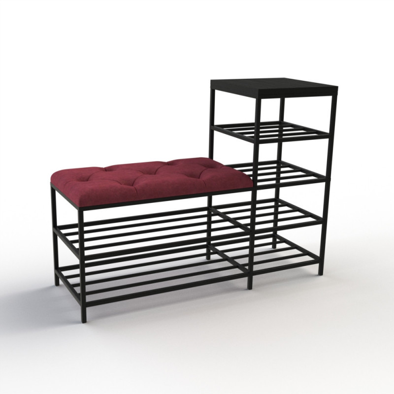 Банкетка для взуття Барселона-1 100 см велюр червоний/чорний 4-5-9005