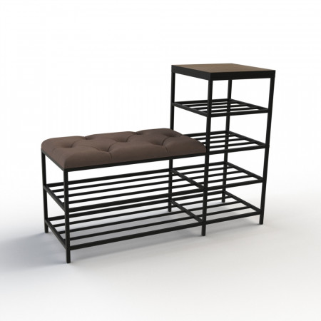 Банкетка для взуття Барселона-1 100 см велюр сіро-коричневий/ріголетто темний 5-1-9005