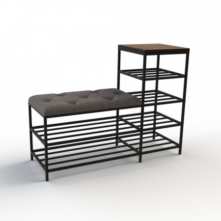 Банкетка для обуви Барселона-1 100см велюр серый/калифорнийский орех 7-4-9005