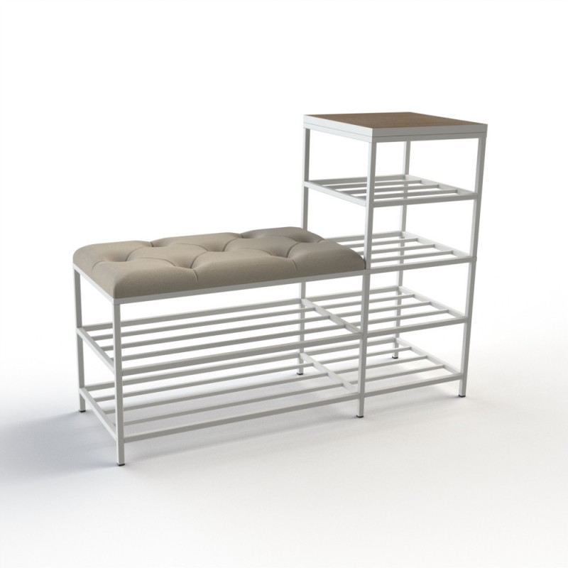 Банкетка для взуття Барселона-1 100 см велюр світло-сірий/ріголетто темний 6-1-9003