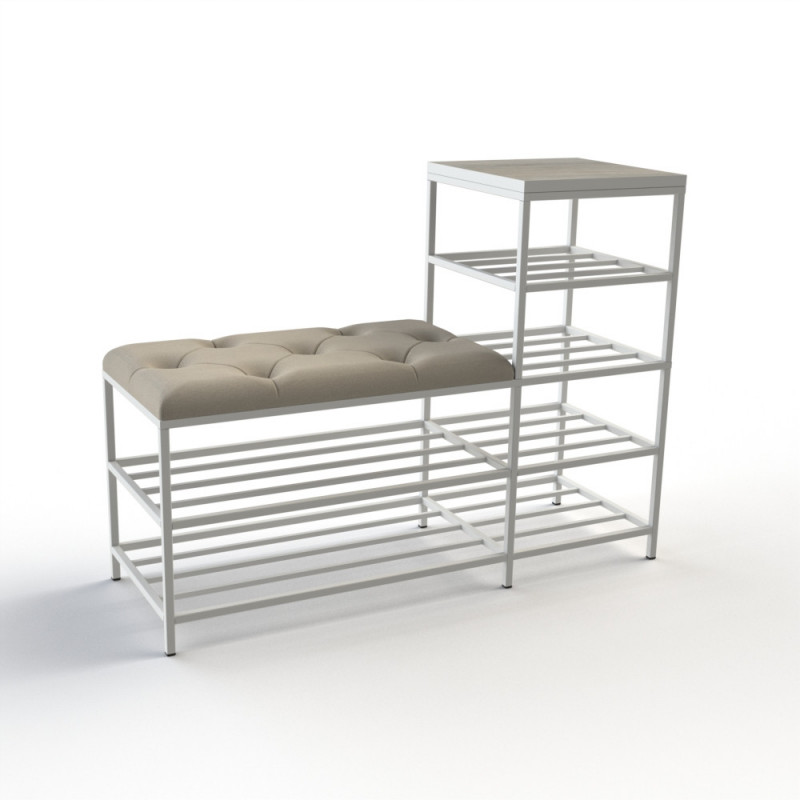 Банкетка для взуття Барселона-1 100 см велюр світло-сірий/дуб платиновий 6-2-9003