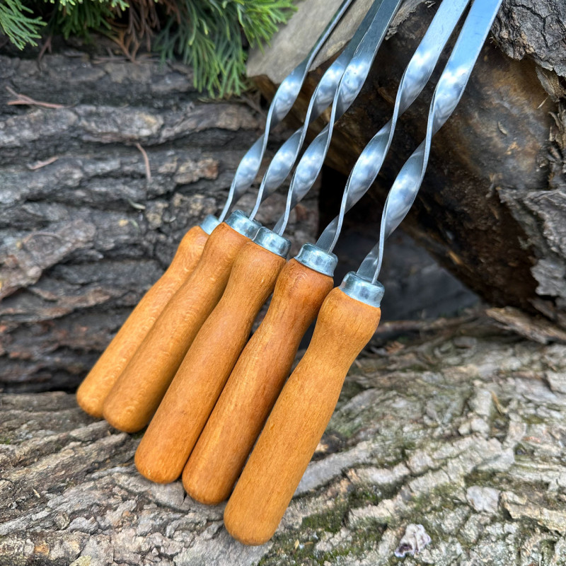 Шампур Mzavod с деревянной ручкой 580х10х3мм