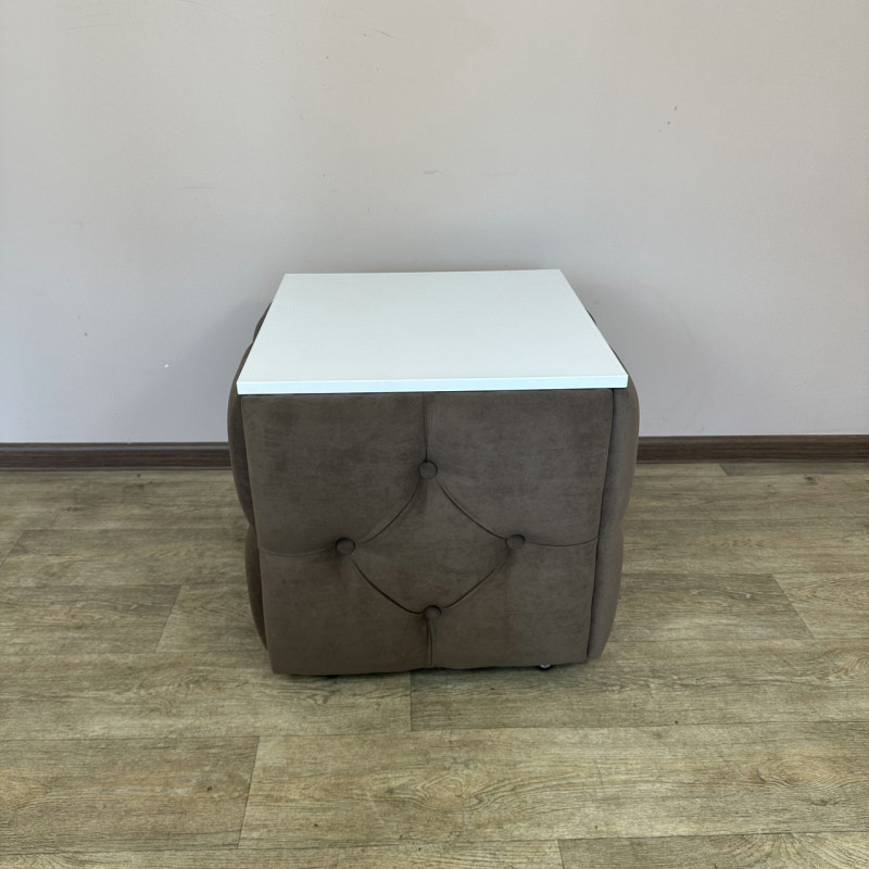 Пуф-трансформер 5в1 Mzavod Остин-1 со столиком велюр коричневый/белая аляска 1-3-9003